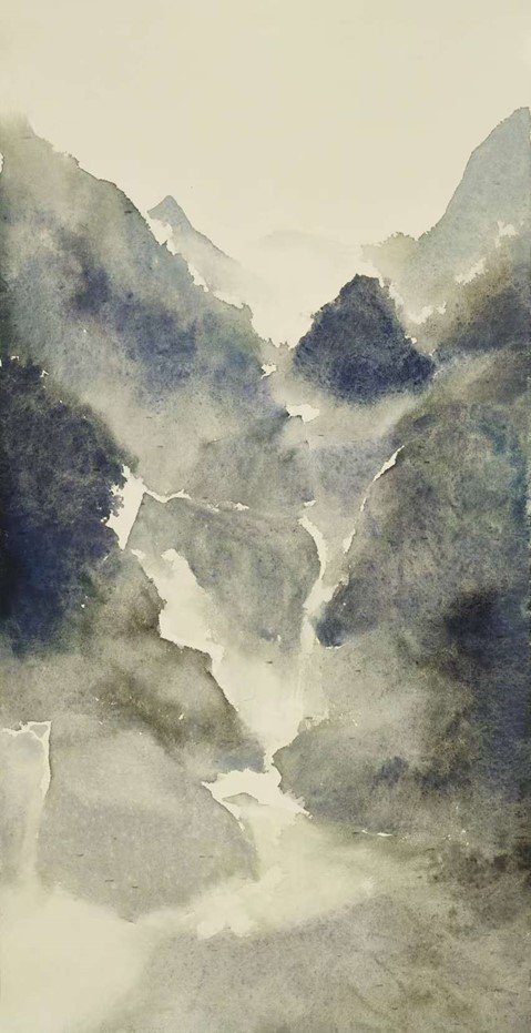 <h2>终南雨意</h2><p>作者：党震</p><p>创作年代：2023年</p><p>规格：65cm×34cm</p><p>品类：纸本设色</p>